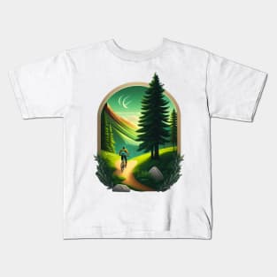 mountain bike forest trail Kids T-Shirt